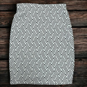 Philosophy Republic Black White Geometric Textured Pencil Skirt Size 8 Mod Chic
